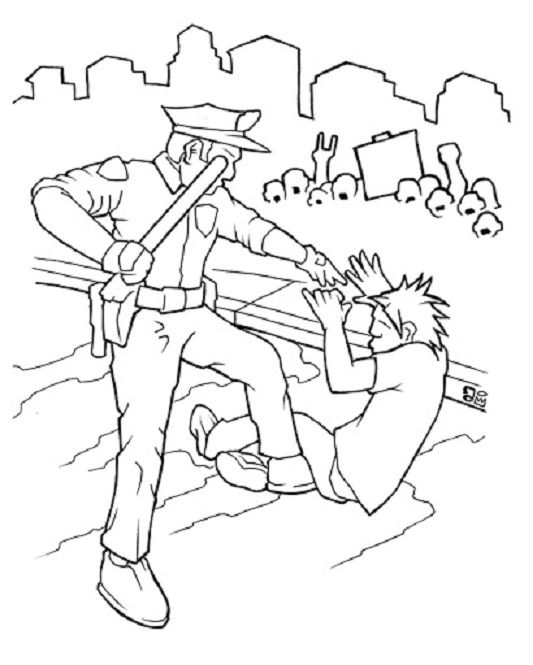 Coloring page policeman caught the thief